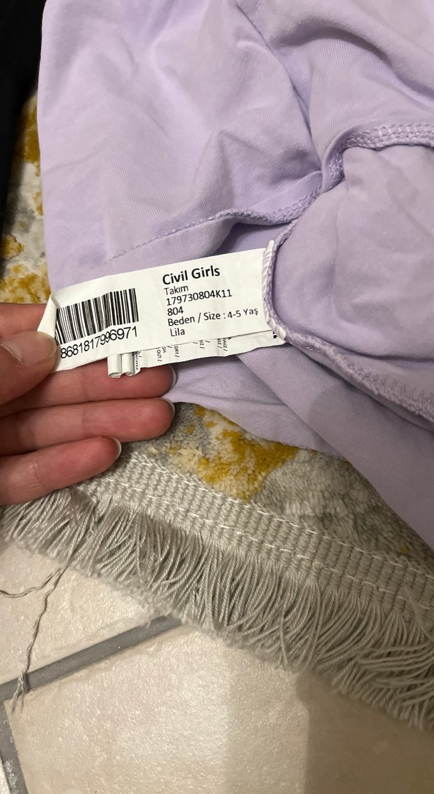 4/5 yaş Kukuli Baskılı Mor tayt ve uzun kollu tişört takım - Görsel 4