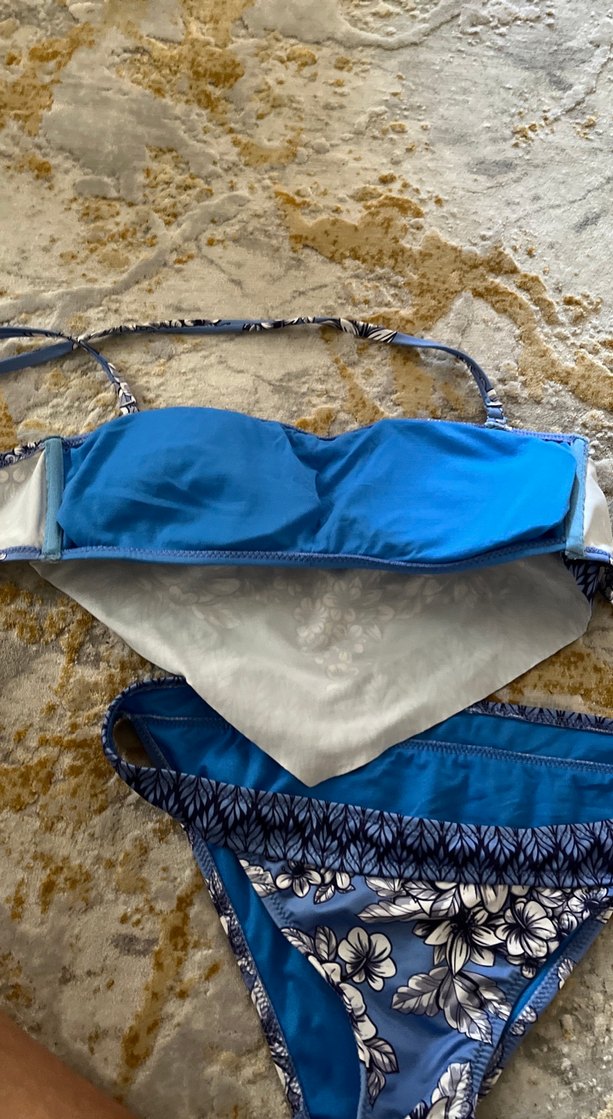 Mavi Çiçek Desenli Dantelli Bikini takımı - Görsel 4
