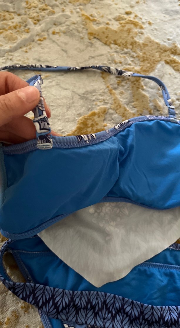 Mavi Çiçek Desenli Dantelli Bikini takımı - Görsel 5