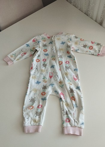 Bebek Kız Fermuarlı Tulum Pastel Desenli
