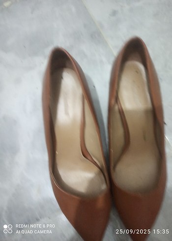 taba Kadın Stiletto Deri Ayakkabı