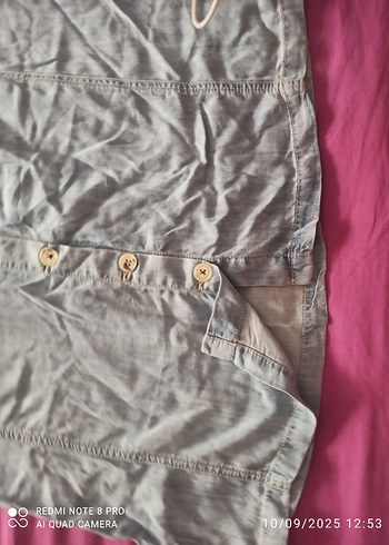 Tchibo Bohem Gri Midi yumuşak  kot Etek - Görsel 5