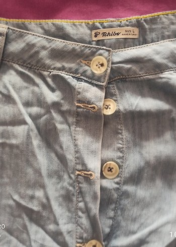 Tchibo Bohem Gri Midi yumuşak  kot Etek - Görsel 3