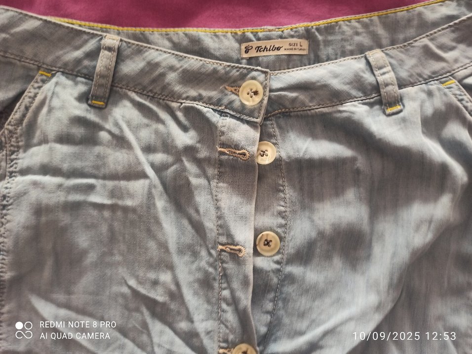 Tchibo Bohem Gri Midi yumuşak  kot Etek - Görsel 3