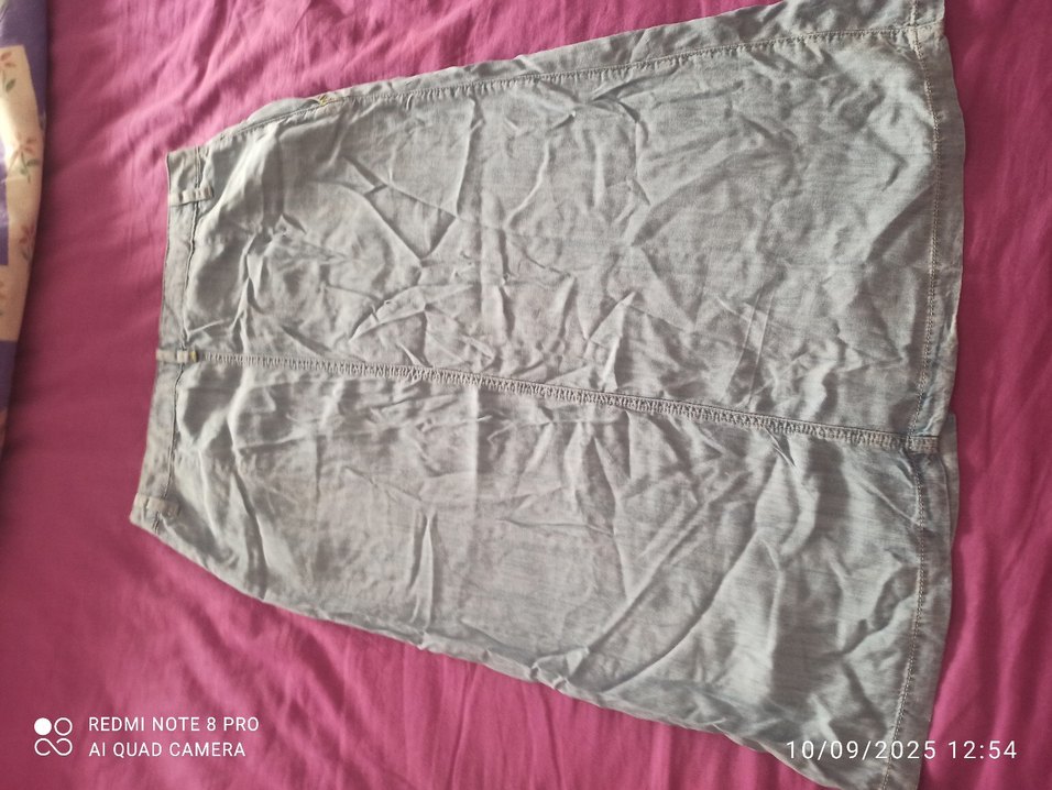 Tchibo Bohem Gri Midi yumuşak  kot Etek - Görsel 2