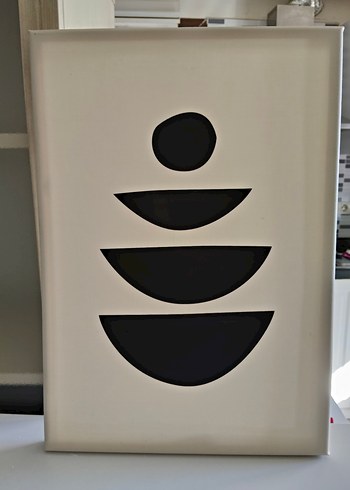 Diğer Beyaz Çerçeveli Minimalist Siyah Soyut Tablo
