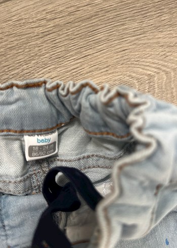 18-24 Ay Beden mavi Renk Erkek Çocuk Mavi Bağcıklı Bol Kesim Kot Pantolon