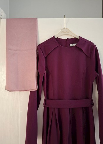 38 Beden bordo Renk Elbise + Şal