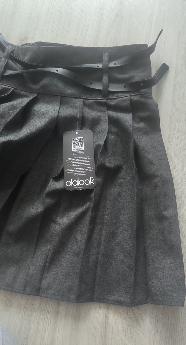 Kemerli füme Gotik Mini Etek - Görsel 2