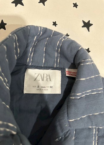 Zara Düğmeli Mavi Kapitone Çocuk Ceket - Görsel 4