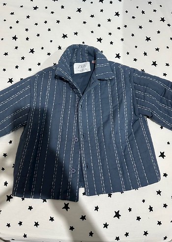 Zara Düğmeli Mavi Kapitone Çocuk Ceket - Görsel 2