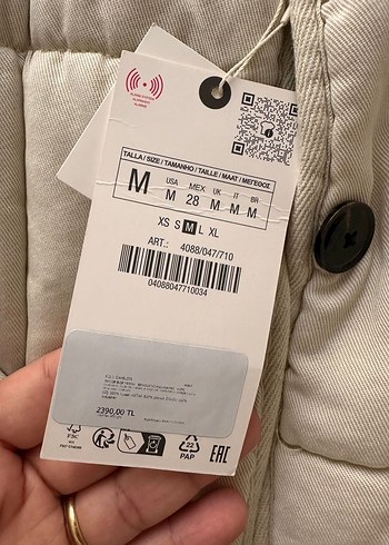 Zara Düğmeli Krem Rengi Kapitone Ceket - Görsel 5