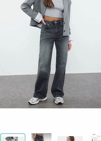 Trendyol & Milla Yuksek Bel Koyu Gri Denim Jean