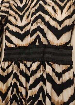 38 Beden Paulmark Kahverengi Zebra Desenli Elbise 36 38 