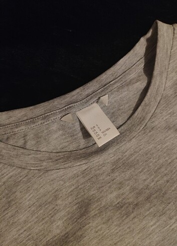 s Beden H&M Kuş Gözü Detaylı Gri Tişört S