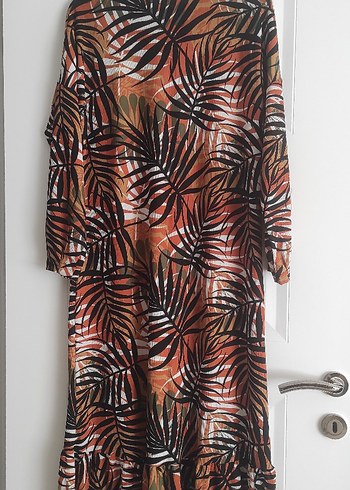 Diğer Uzun Kollu Bohem Batik Desen Elbise