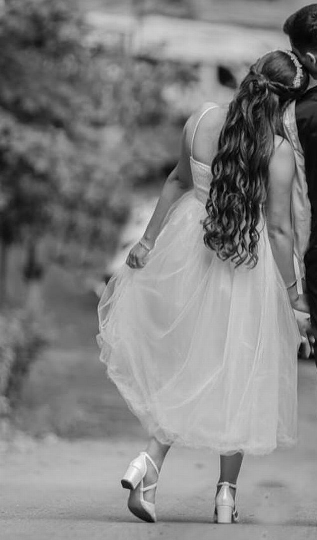 Beyaz Midi Mini Gelinlik - Görsel 3