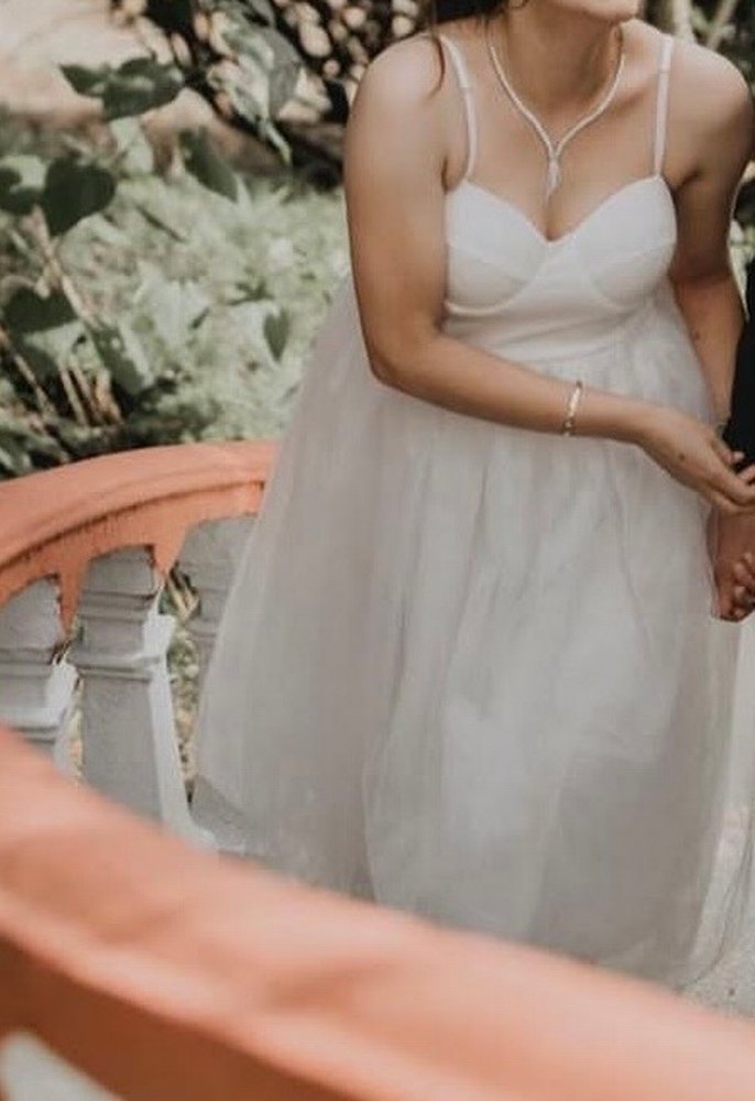 Beyaz Midi Mini Gelinlik - Görsel 4