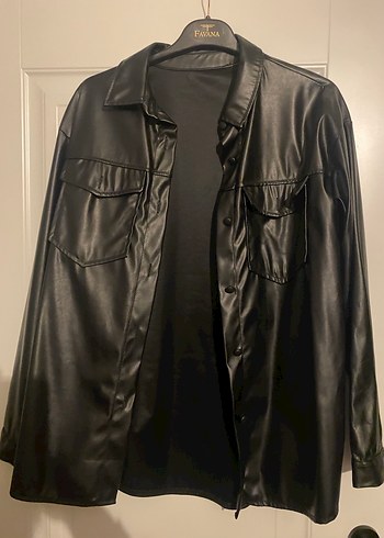 Düğmeli Siyah Deri Kadın Ceket - Görsel 2
