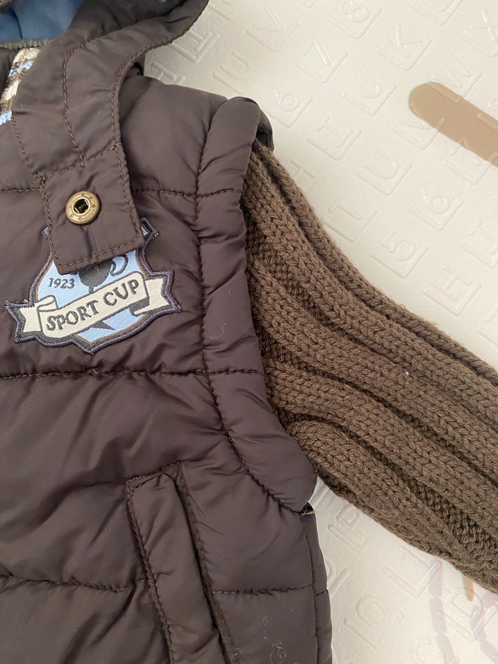 Kapüşonlu Örme Kollu Erkek Çocuk Mont - Görsel 2