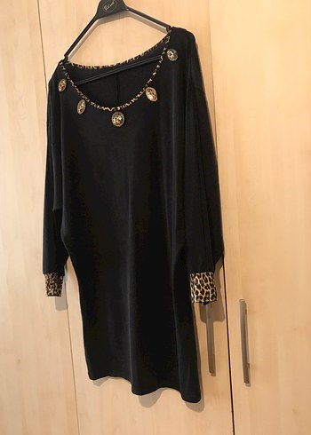 Zincir Detaylı Siyah Uzun Triko Tunik - Görsel 5