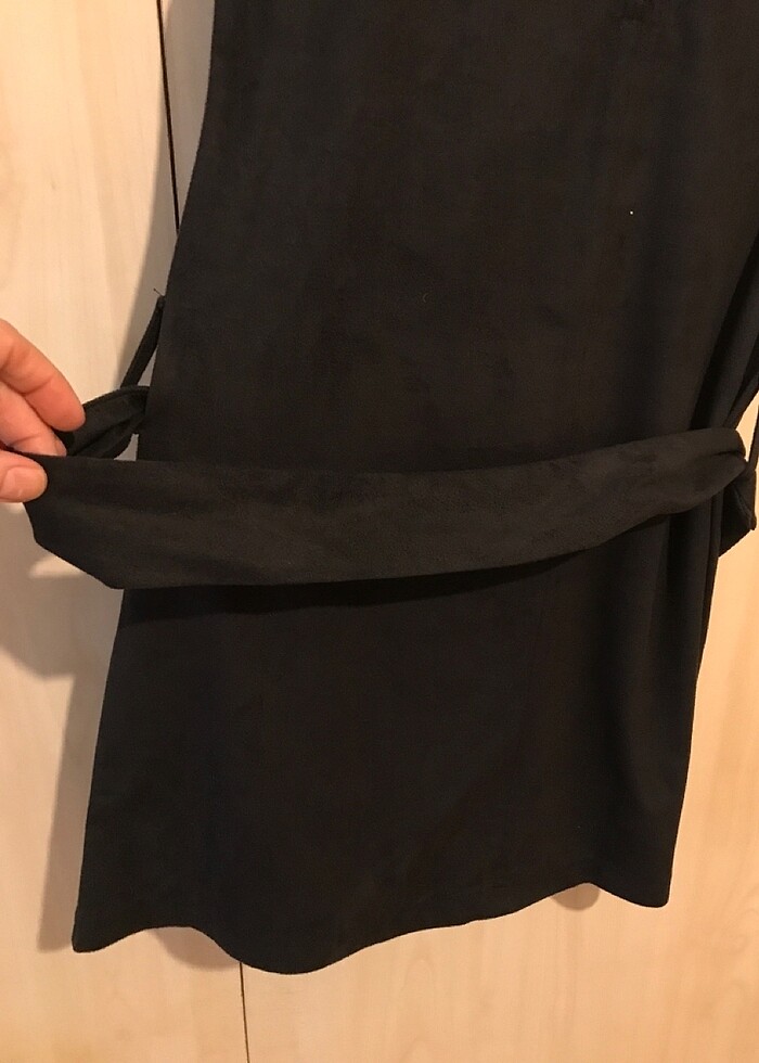 Mini elbise süet görünümlü antrasit renk - Görsel 4