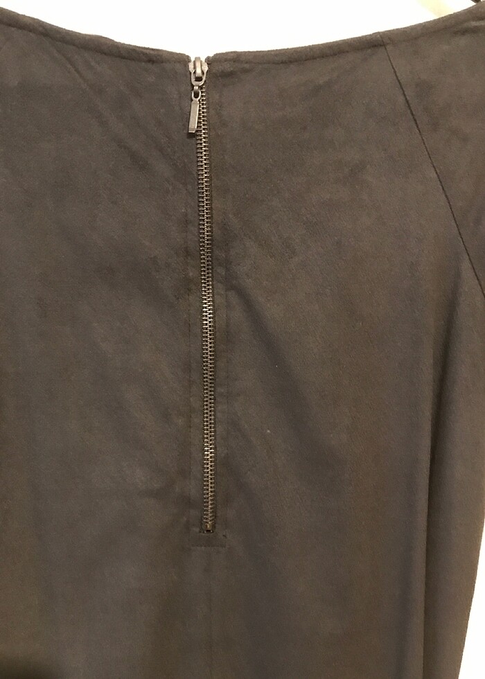 Mini elbise süet görünümlü antrasit renk - Görsel 3