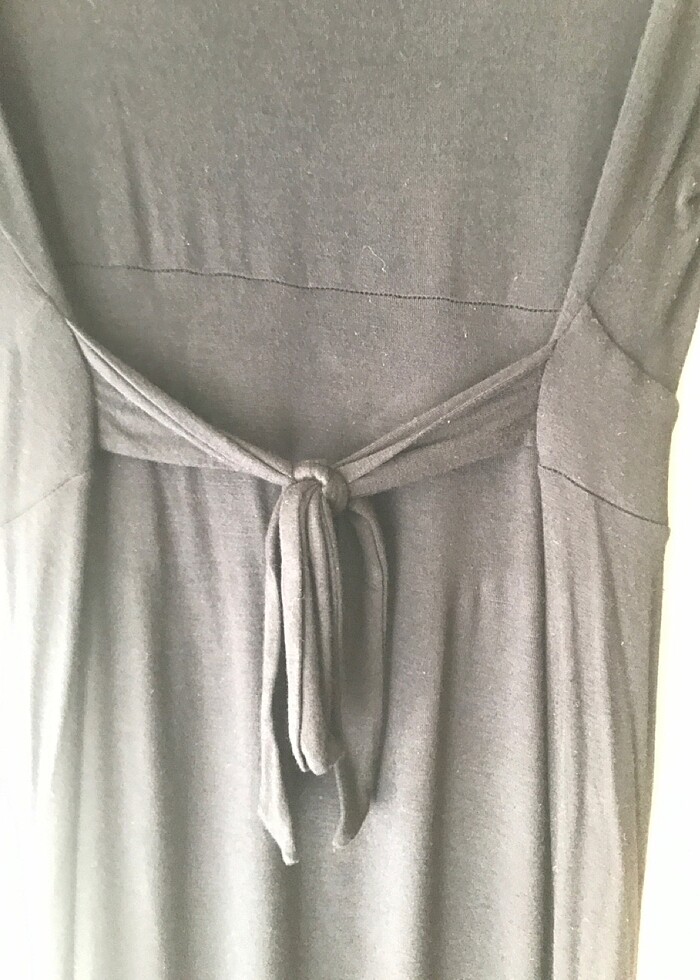 Siyah taş detay penye kumaş elbise diz altı boy - Görsel 5