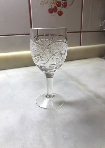 Desenli Kristal Ayaklı Bardak