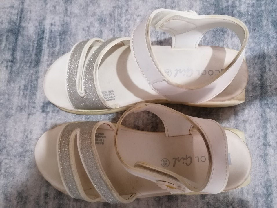 Kız Çocuk Beyaz Tokalı sandalet - Görsel 3