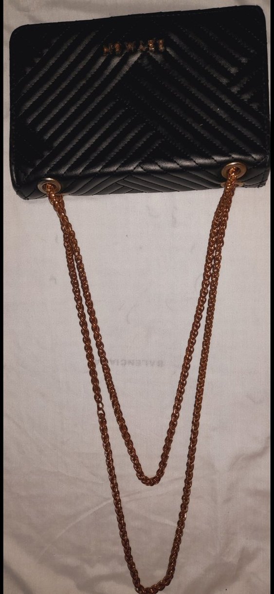 Zincir Detaylı Siyah Deri Kadın Çanta - Görsel 2