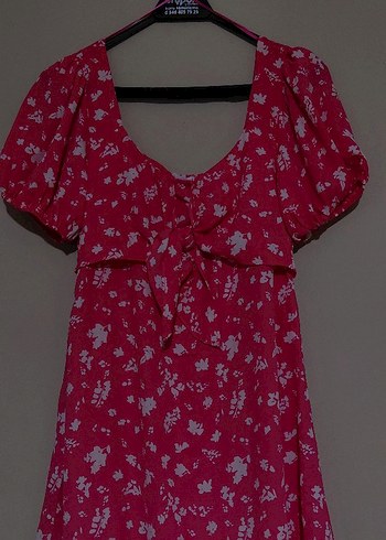 Pembe V Yaka Midi Elbise - Görsel 4