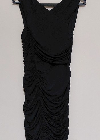 Siyah Drapeli Straplez Hamile Abiye Elbise - Görsel 5