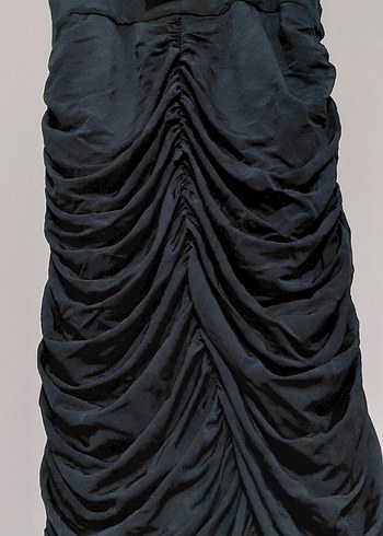 Siyah Drapeli Straplez Hamile Abiye Elbise - Görsel 3