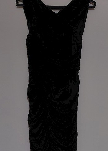 Siyah Drapeli Straplez Hamile Abiye Elbise - Görsel 11