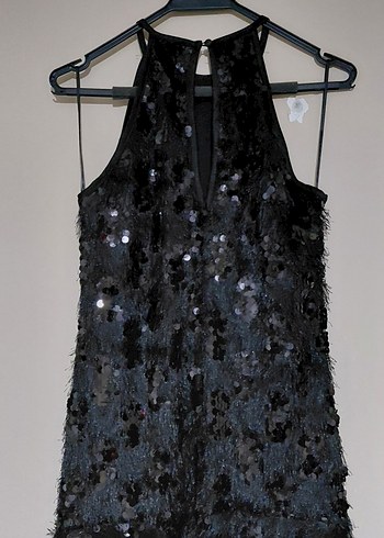 Siyah Payetli Straplez Midi Elbise - Görsel 9