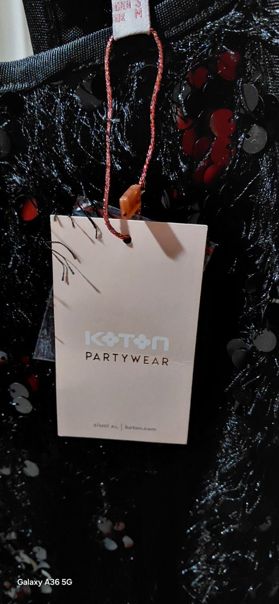 Siyah Payetli Straplez Midi Elbise - Görsel 4