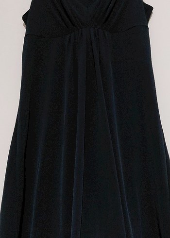 Siyah V Yaka Midi Triko Elbise - Görsel 8