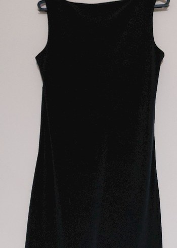 Siyah V Yaka Midi Triko Elbise - Görsel 6