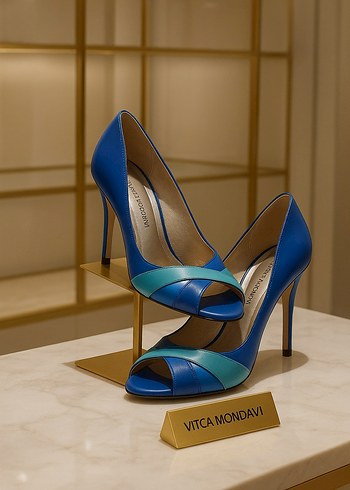 Diğer Mavi Kadın Süet Topuklu Stiletto