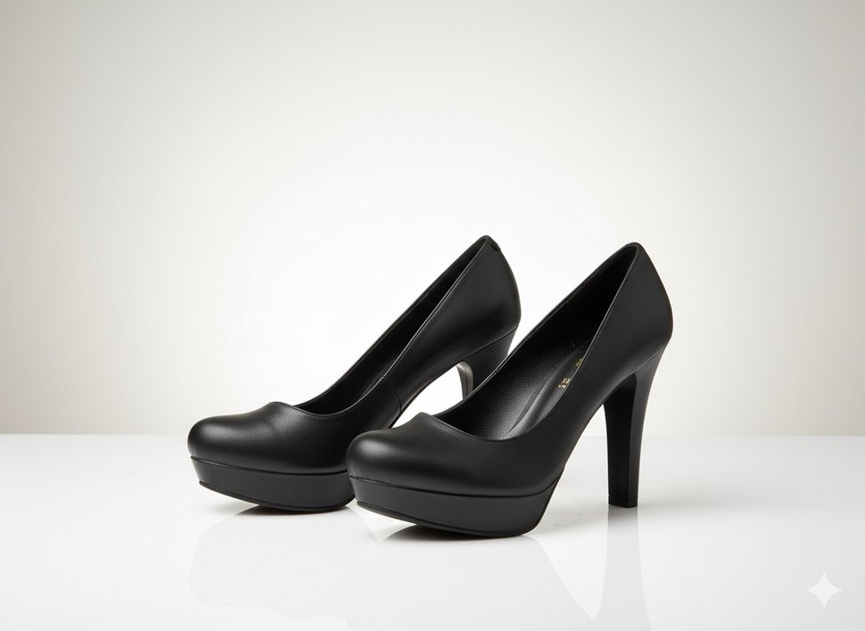 Kadın Siyah Deri Yüksek Topuklu Klasik Ayakkabı - Görsel 2