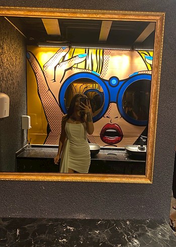 Askısız, Uzun Beyaz Mini elbise sırt ip bağlamalı - Görsel 2