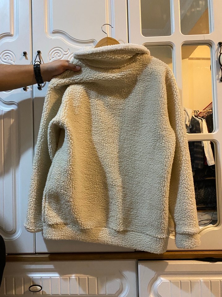 Nakışlı Beyaz Fermuarlı Sweatshirt - Görsel 2