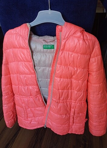 Benetton Pembe Kız Çocuk Mont 8 - 9 Yaş İç ve Dış Cepli