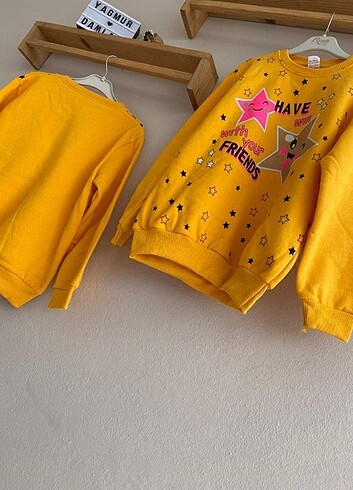 9 Yaş Beden sarı Renk Çocuk sweatshirt 