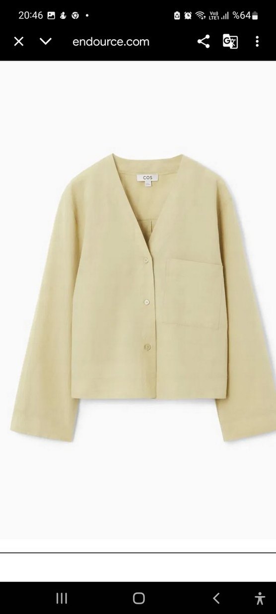 Çağla yeşili V Yaka Keten Kadın Bluz - Görsel 2