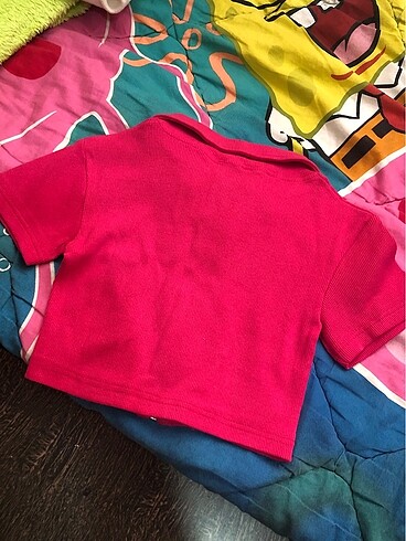 l Beden pembe Renk Fermuarlı Crop