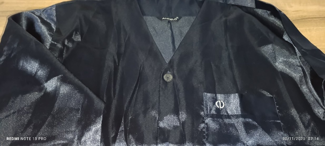 Düğmeli Siyah Erkek Pijama Takımı - Görsel 3