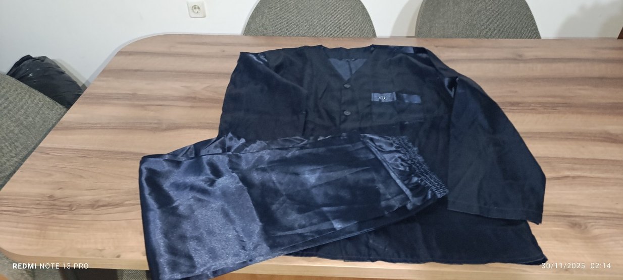 Düğmeli Siyah Erkek Pijama Takımı - Görsel 2