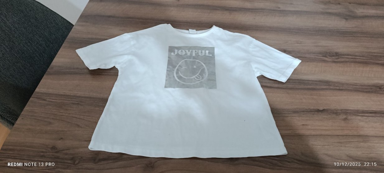 Kız Çocuk Gri Baskılı Keten Tişört - Görsel 2